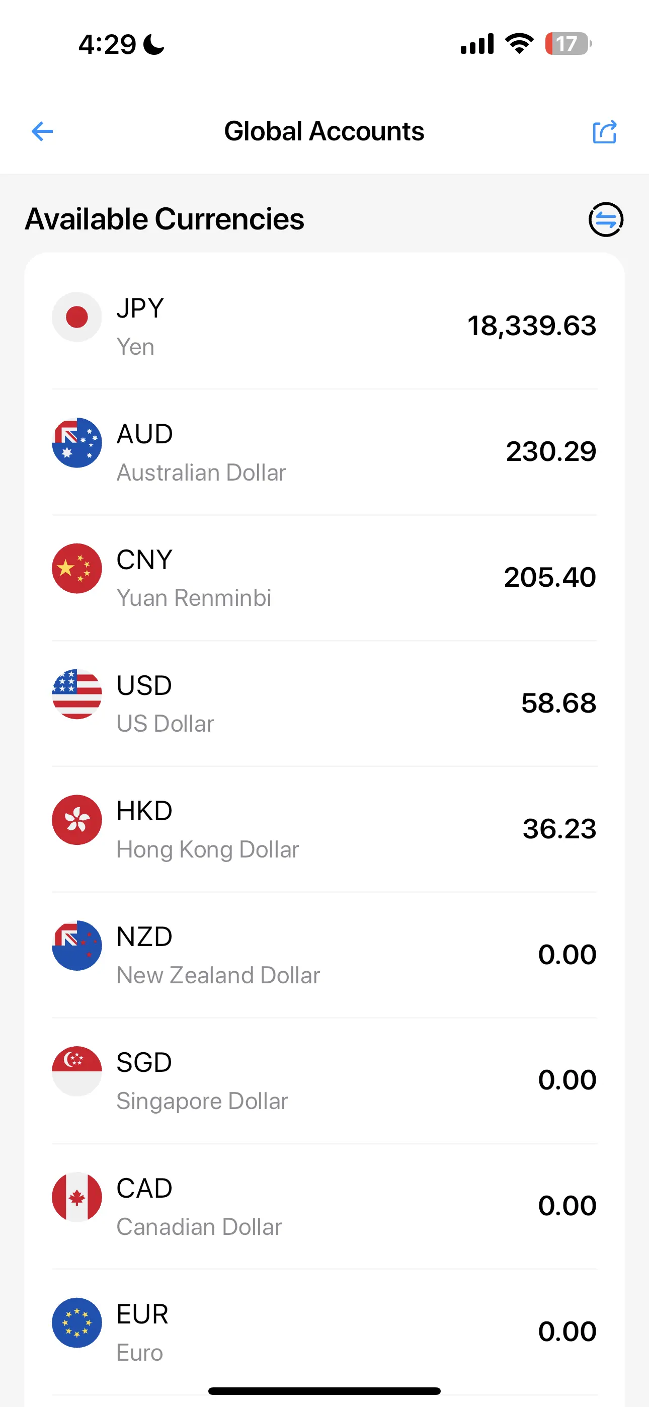確保您的貨幣帳戶中有足夠的資金用於Wonder虛擬卡交易